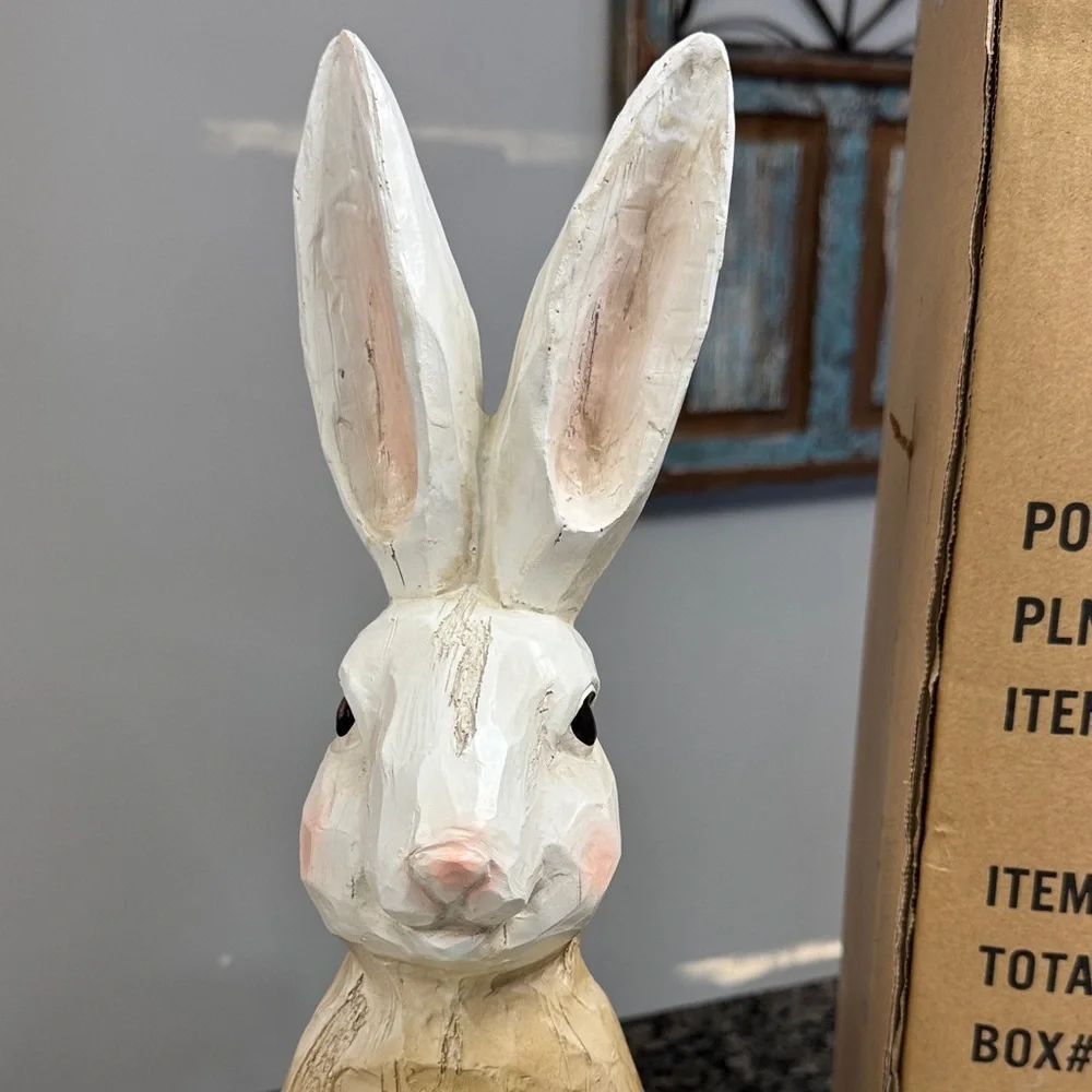 Easter Bunny with Egg Figurine resin NEW 20 inches
